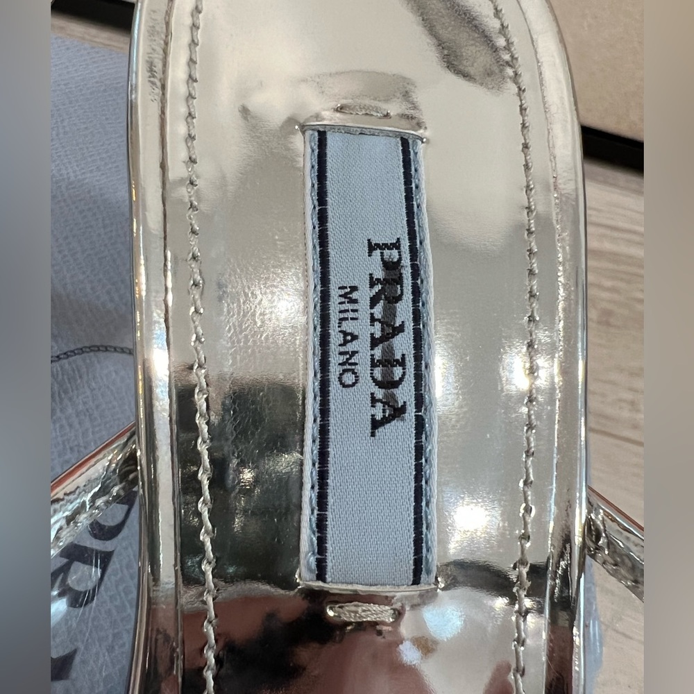 PRADA Logo-print Plexiglas high-heel slides EU:35.5 - Picture 10 of 12